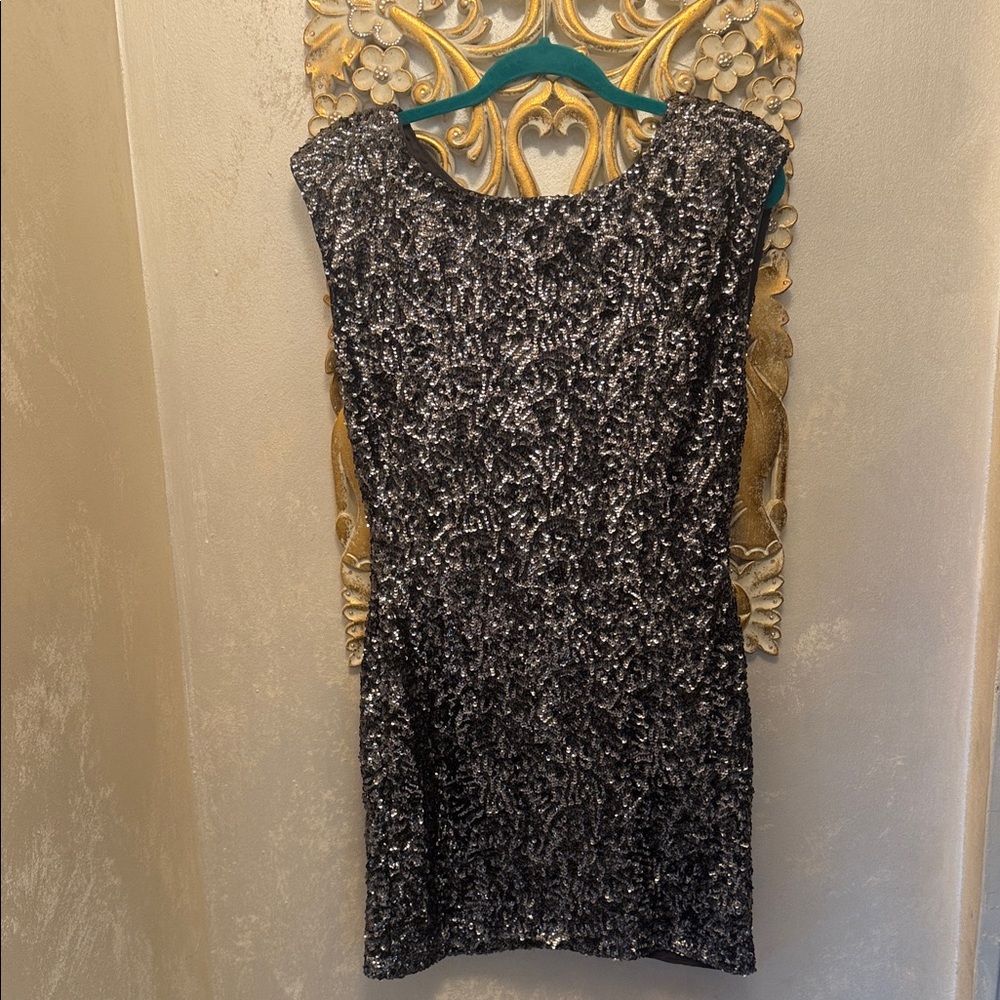 Alice + Olivia Black Sequin Mini Dress